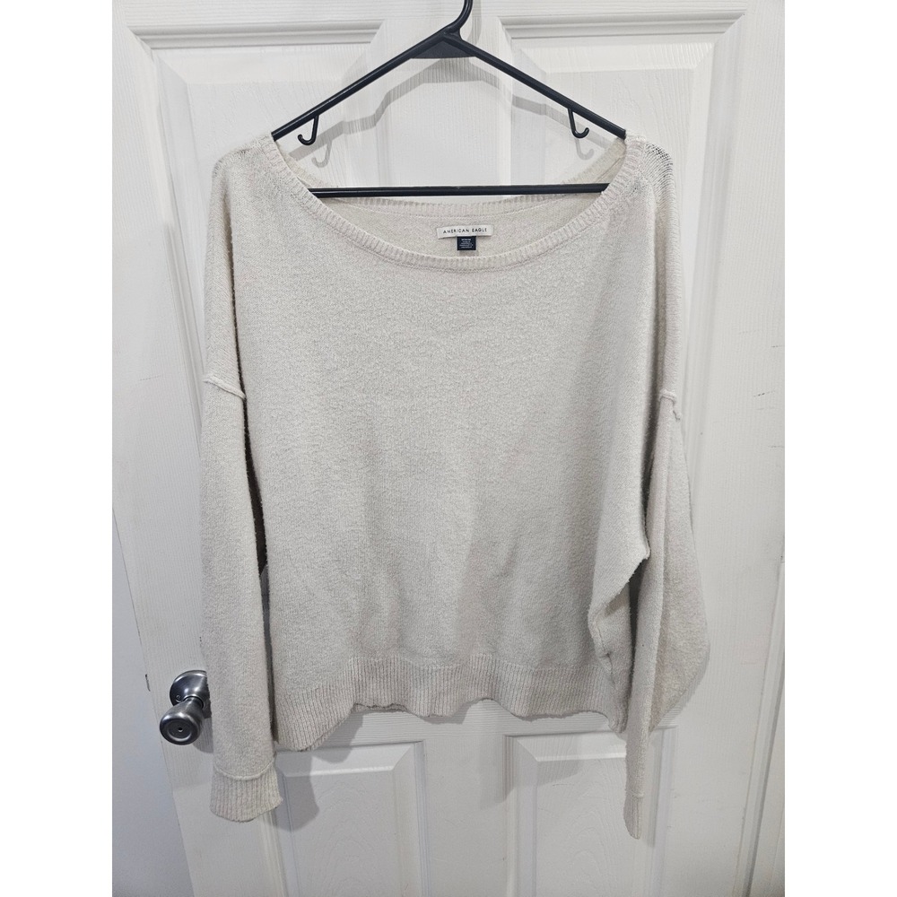 Bundle Sale American Eagle Cream Oversized Boat Neck Knit Sweater Womens Medium‎